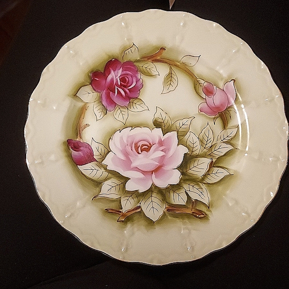 🟢Lefton Heritage  Vintage Rose plate  FINAL